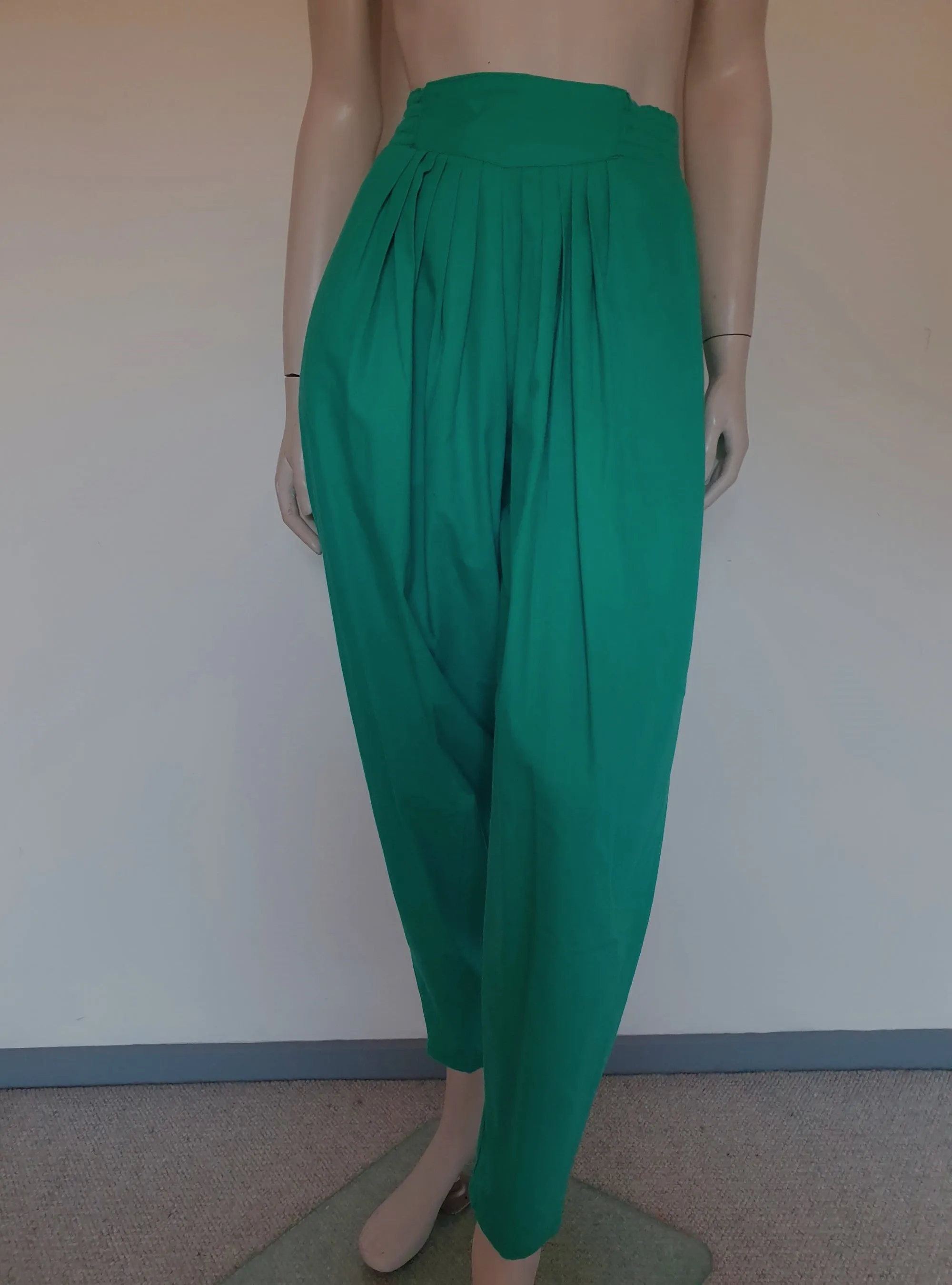 1980s Jade Green Baggy Pants - New Old Stock