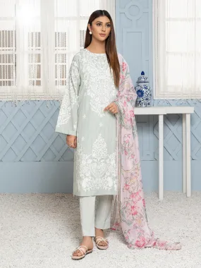 3 Piece Lawn Suit-White Paste Print (Unstitched)