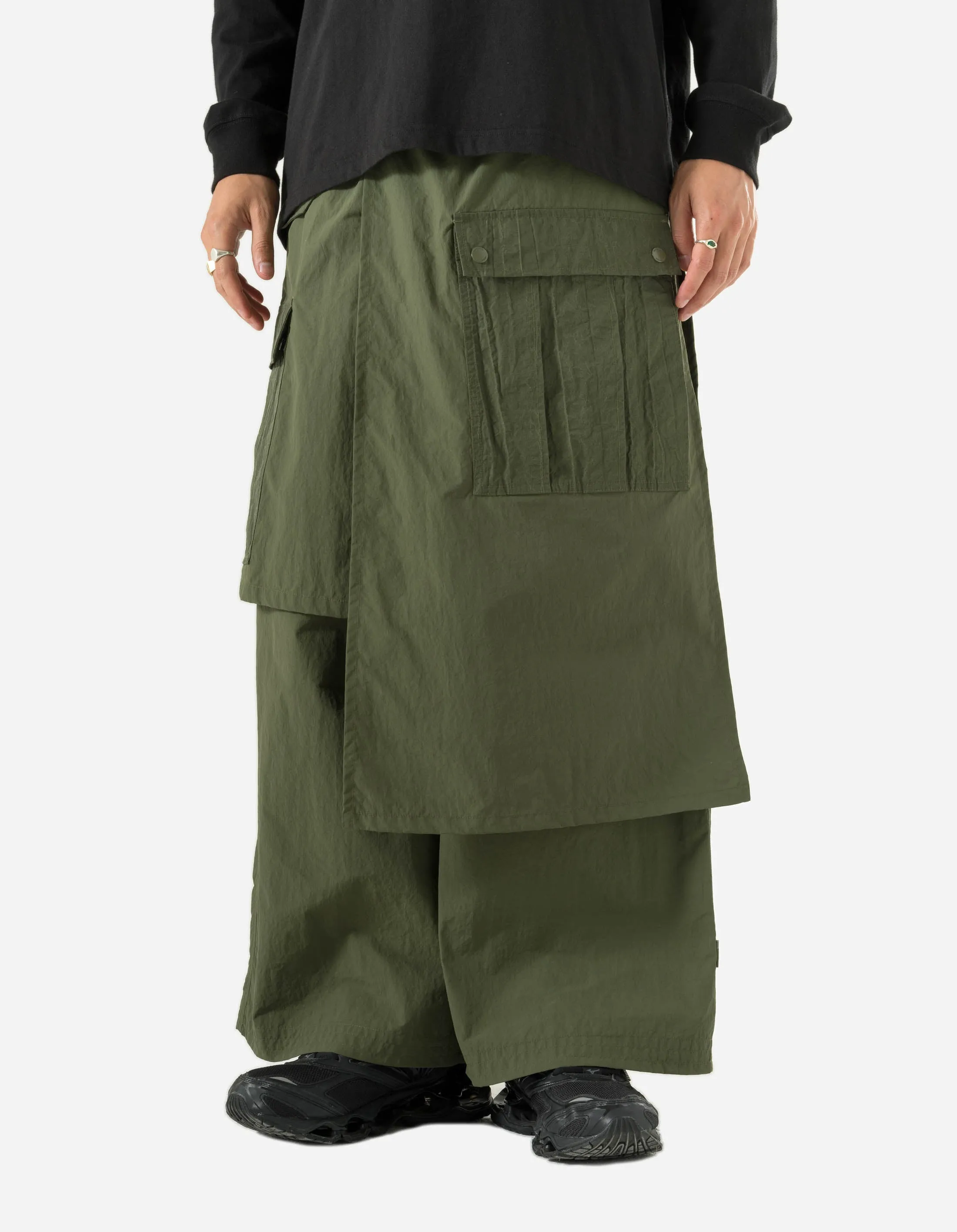 5283 Asym Cargo Hakama Pants WR Olive