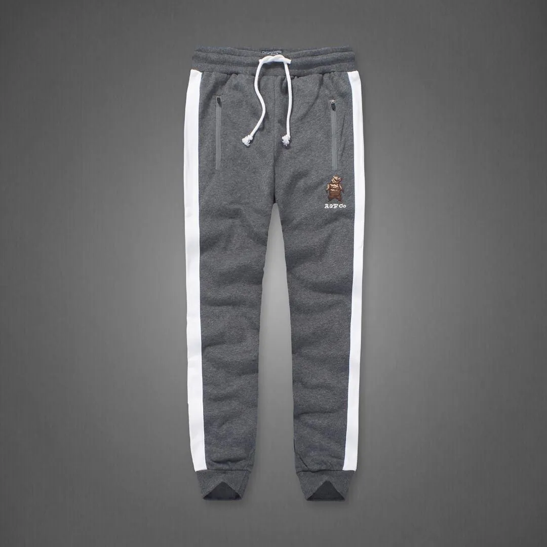 A&F Embroidered Bear Logo Designed Grey Joggers