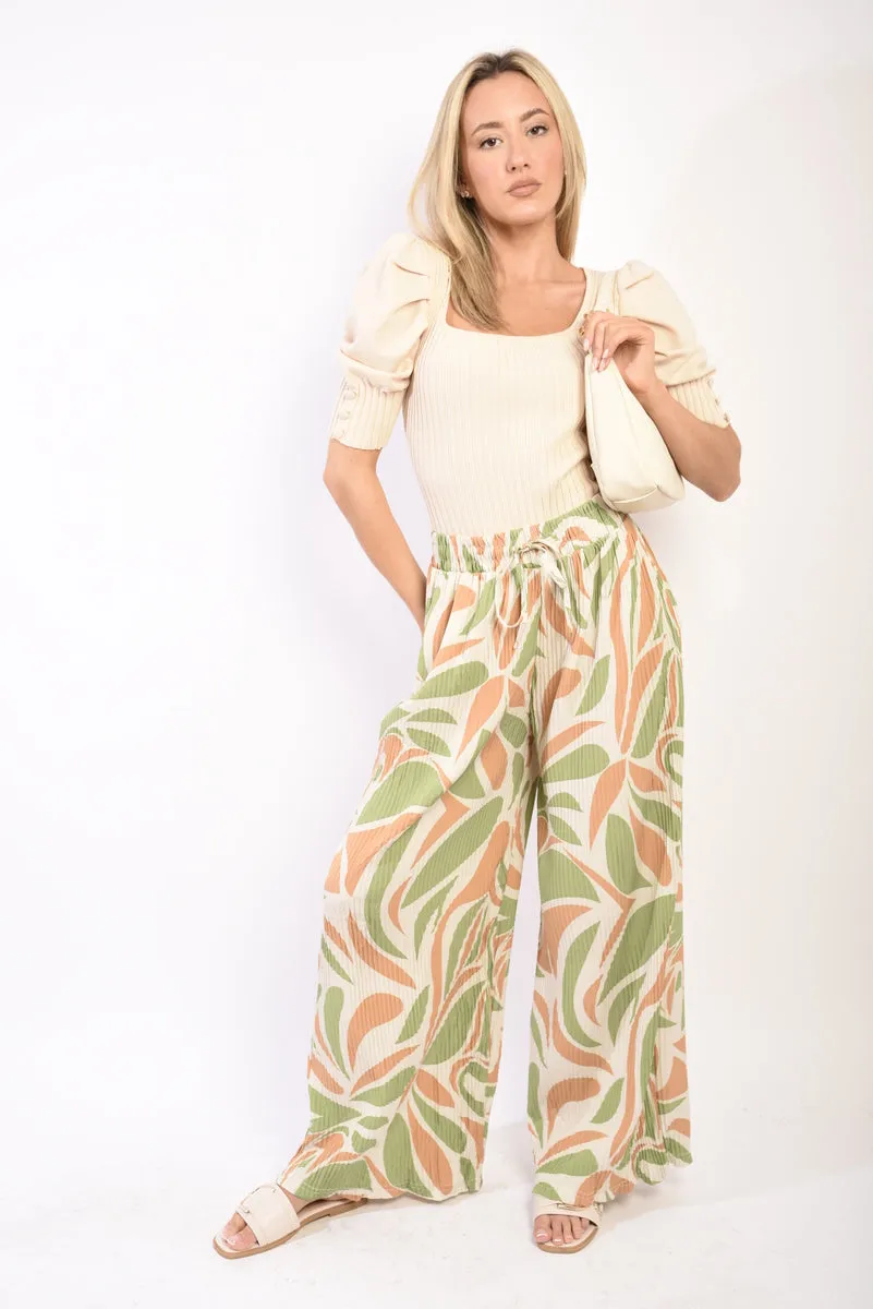 Abstract Pattern Wide Leg Trousers