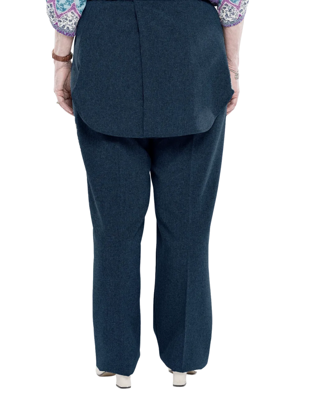 Adaptive Open Back Melange Texture Pants - Navy