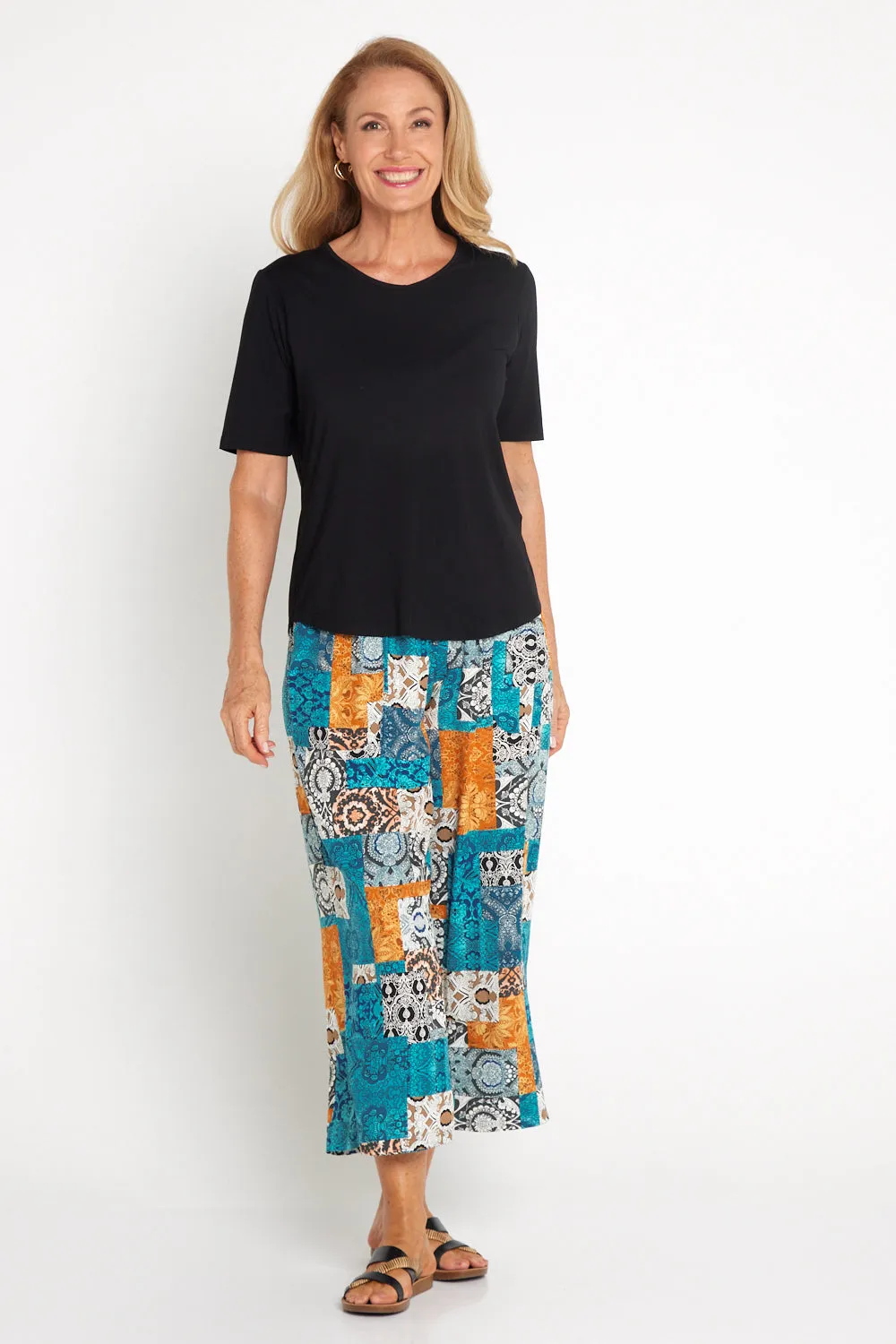 Aiko Lightweight Pants - Aqua/Amber Collage