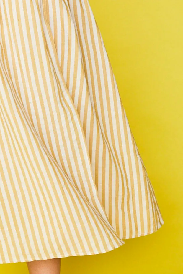 Angie Mustard Stripe Wrap Dress