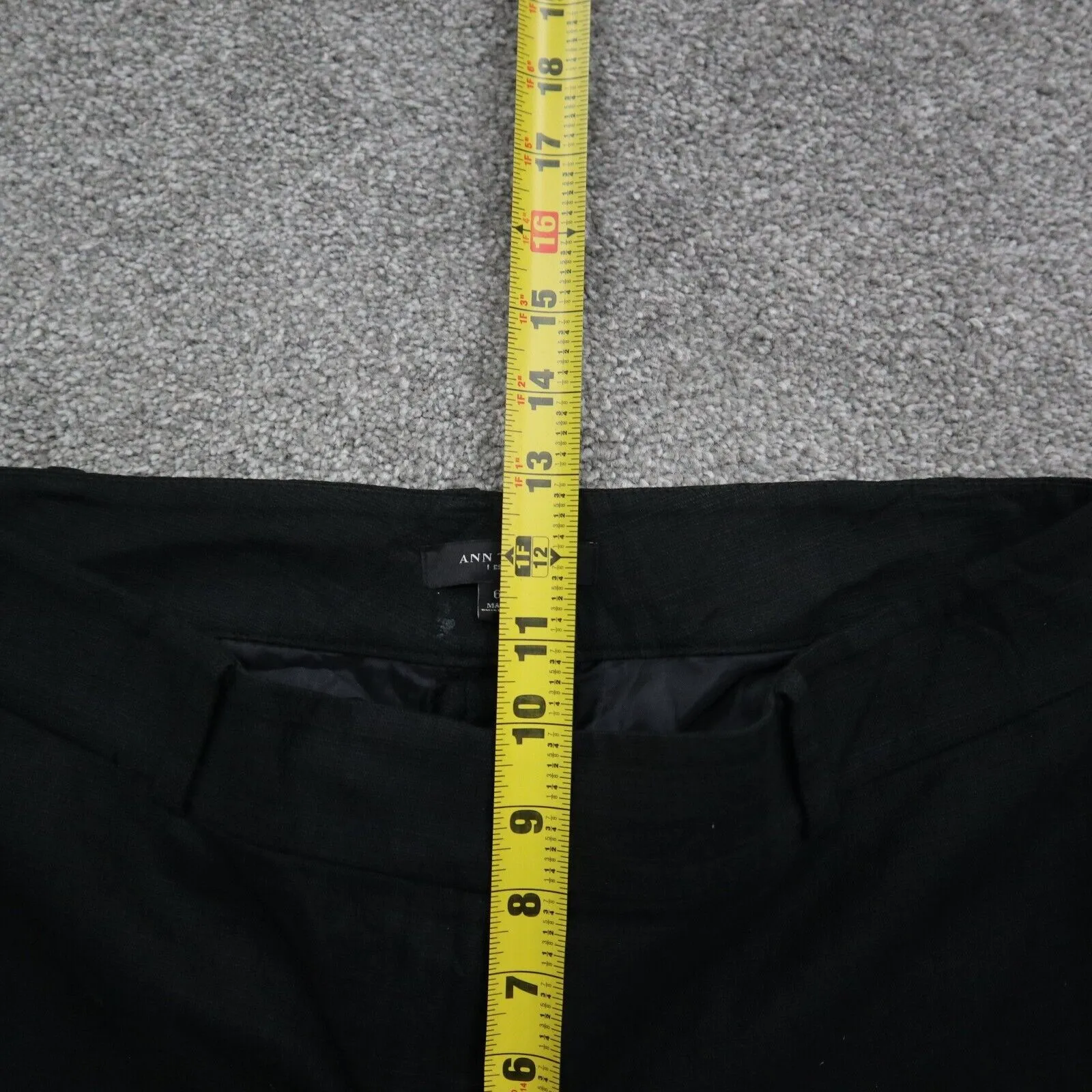 Ann Tayler Mens Straight Leg Dress Pant Mid Rise Solid Black Size 6T