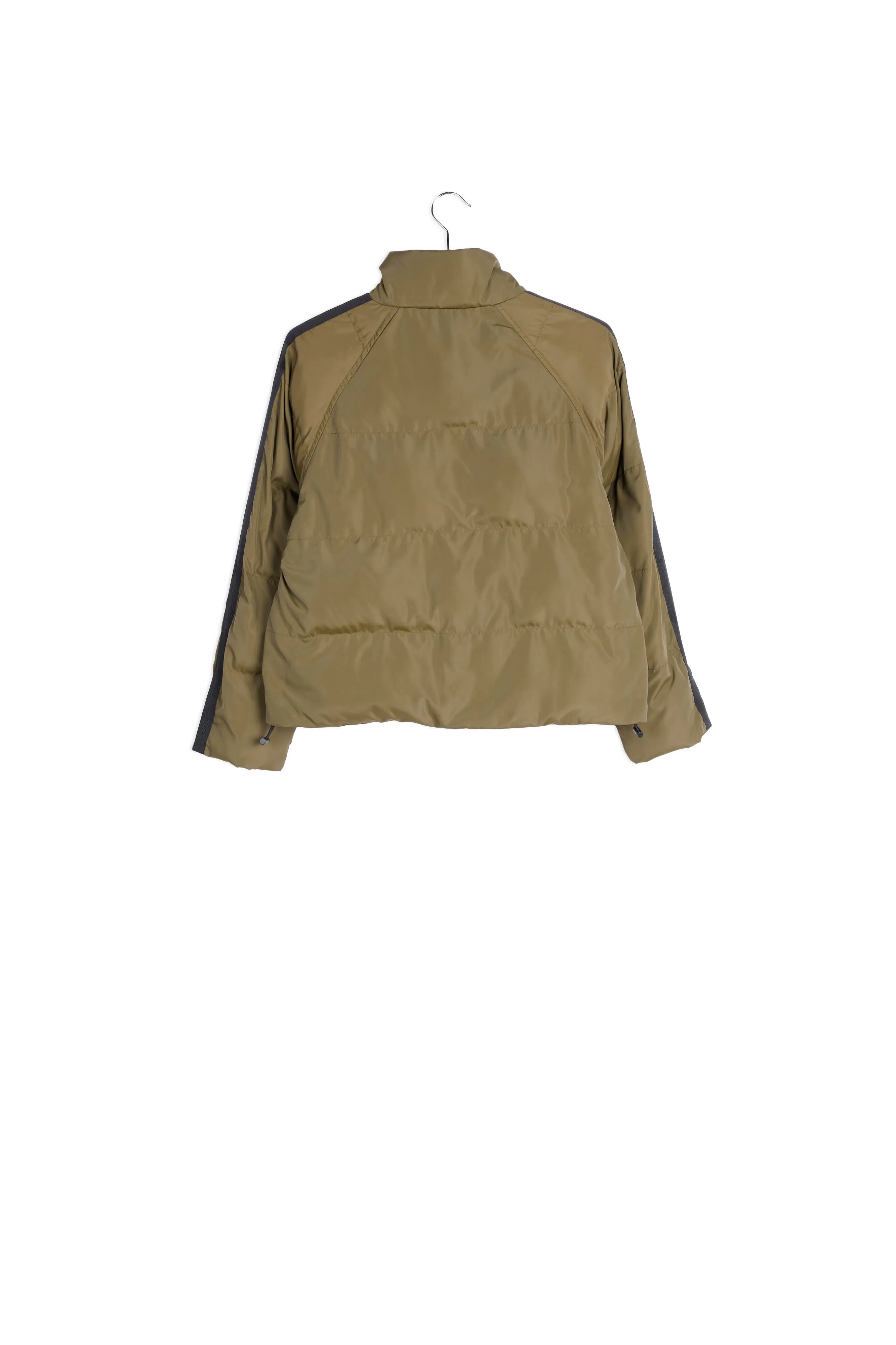 Army green quilted down jacket