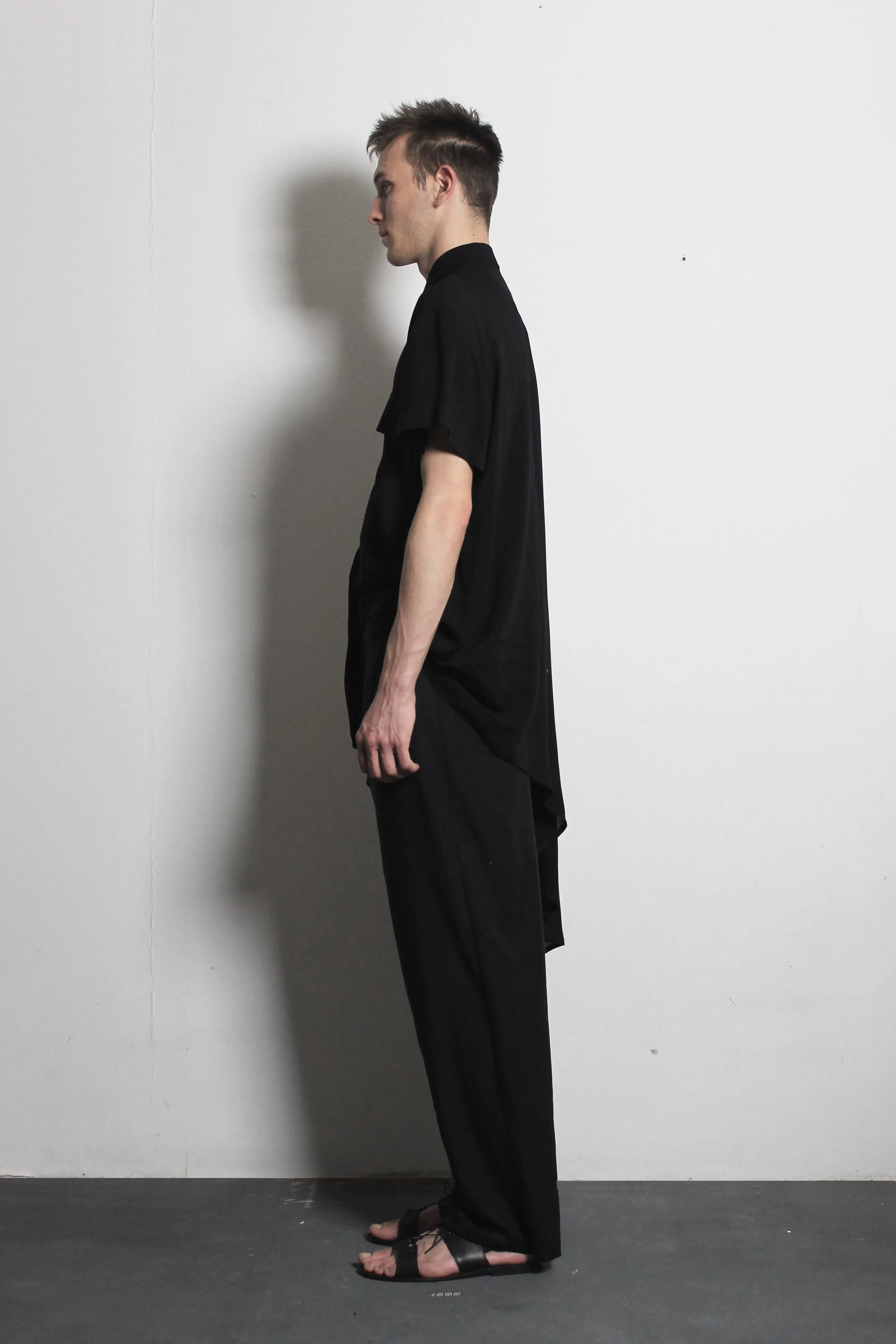 Asymmetric Black Flax Trousers