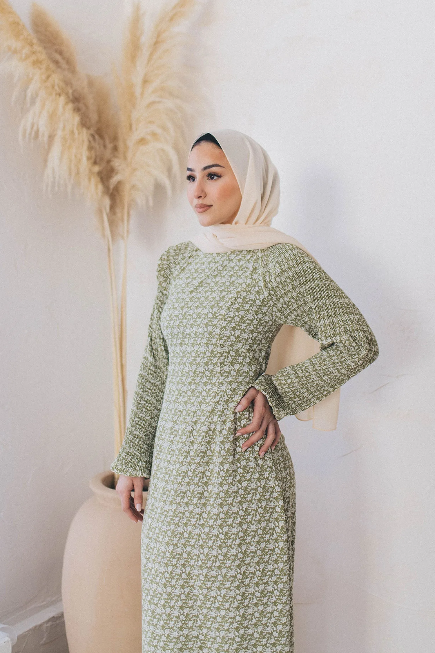 Aylana Floral Dress- Sage Green