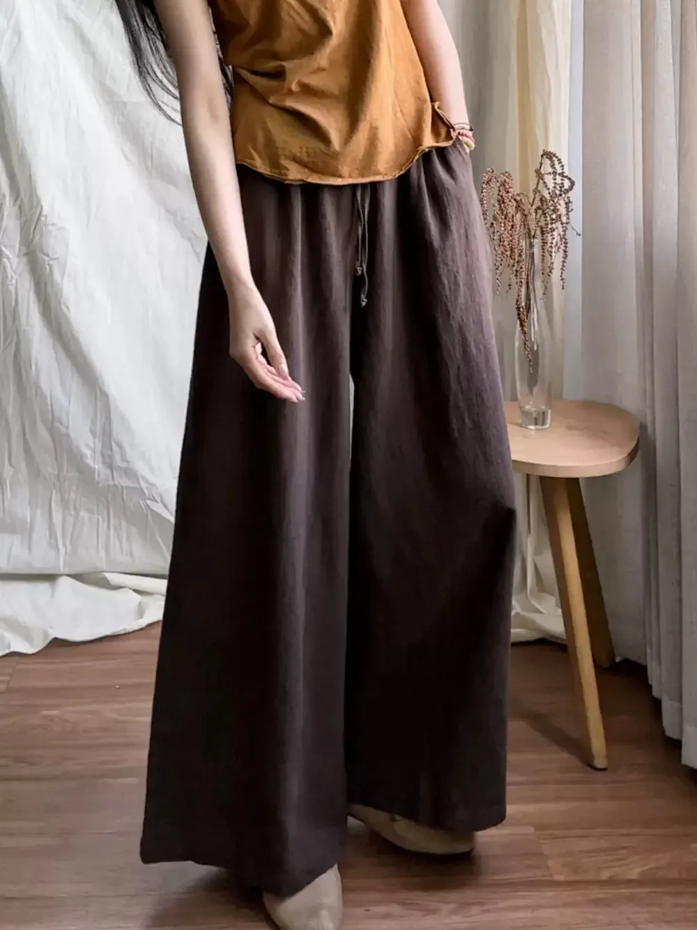 Babakud Women Dark Brown Trendy High- Waist Pants