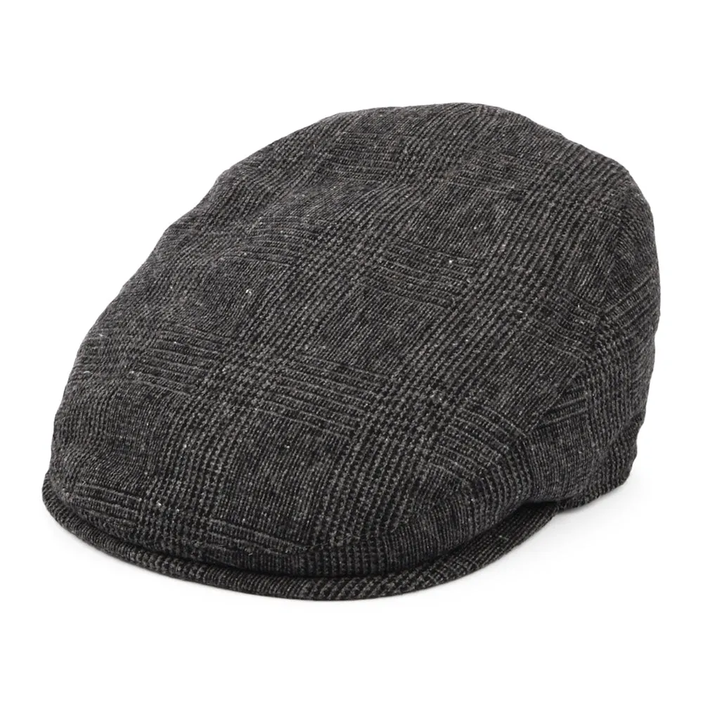 Barbour Hats Cheviot Prince of Wales Check Flat Cap With Earflaps - Charcoal