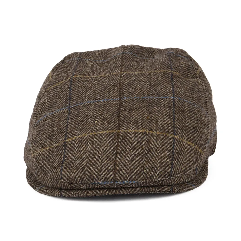 Barbour Hats Cheviot Windowpane Herringbone Flat Cap With Earflaps - Brown