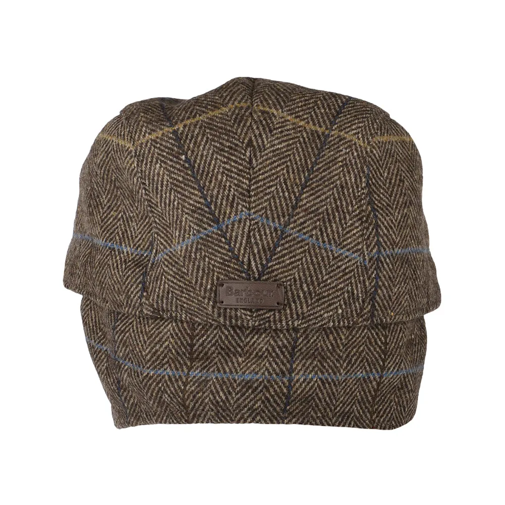 Barbour Hats Cheviot Windowpane Herringbone Flat Cap With Earflaps - Brown