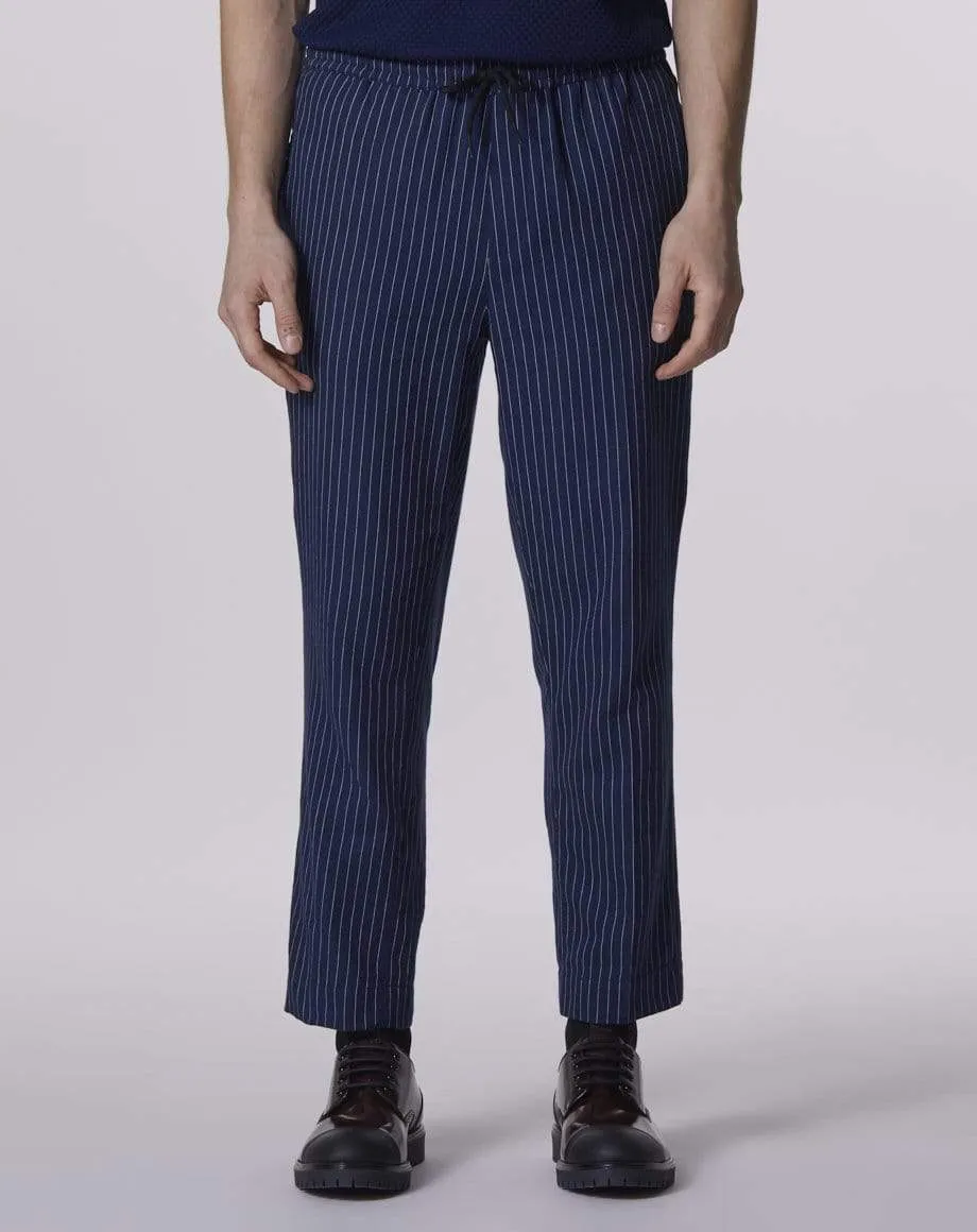 Barletta Pinstripe Tapered Trouser | Navy