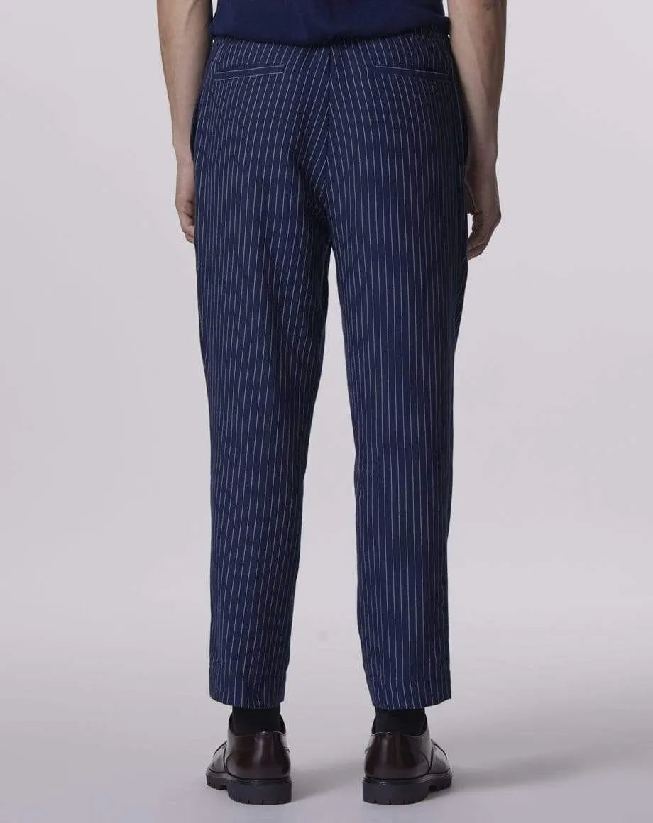 Barletta Pinstripe Tapered Trouser | Navy