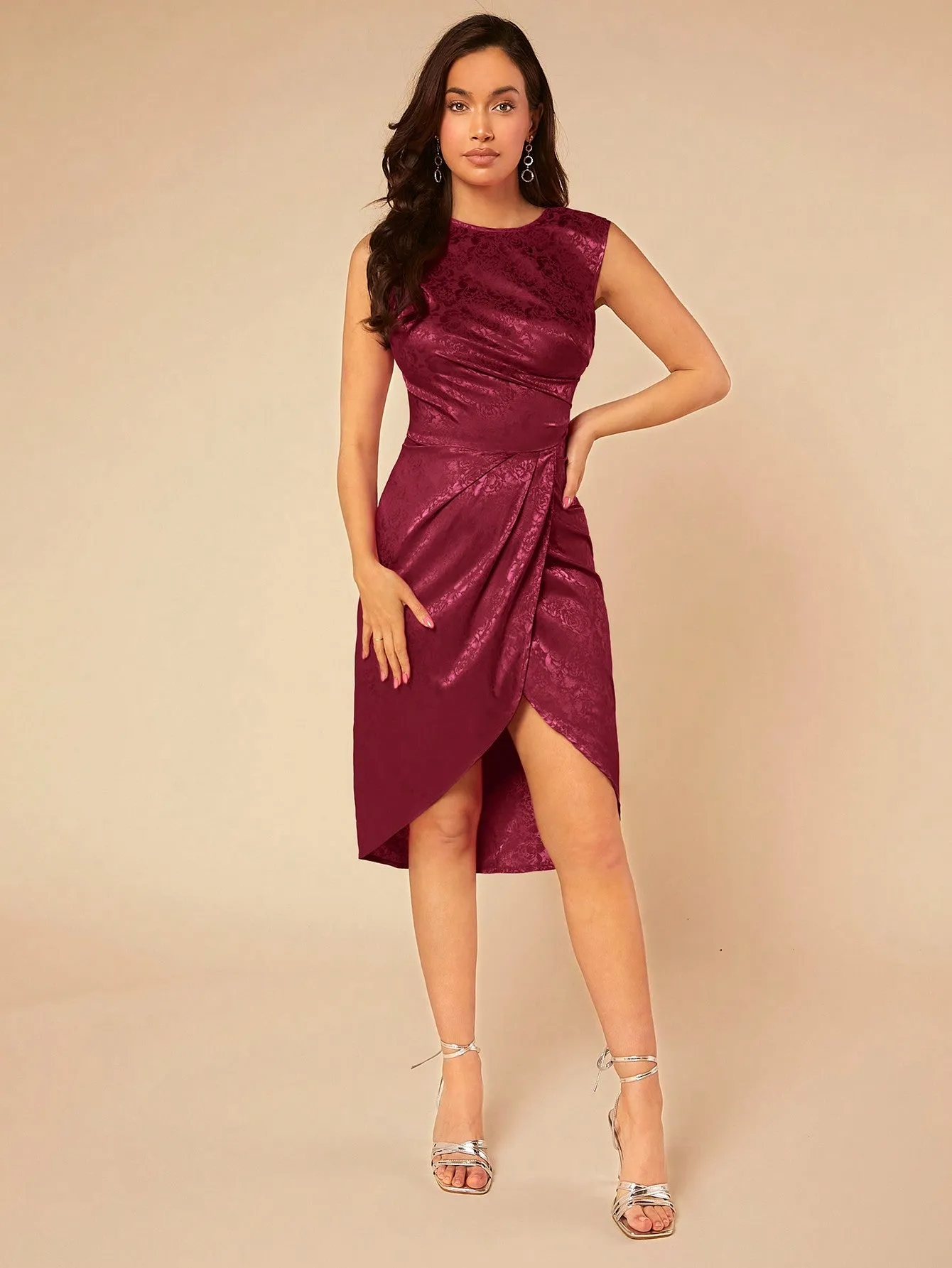 Belle Jacquard Wrap Hem Dress