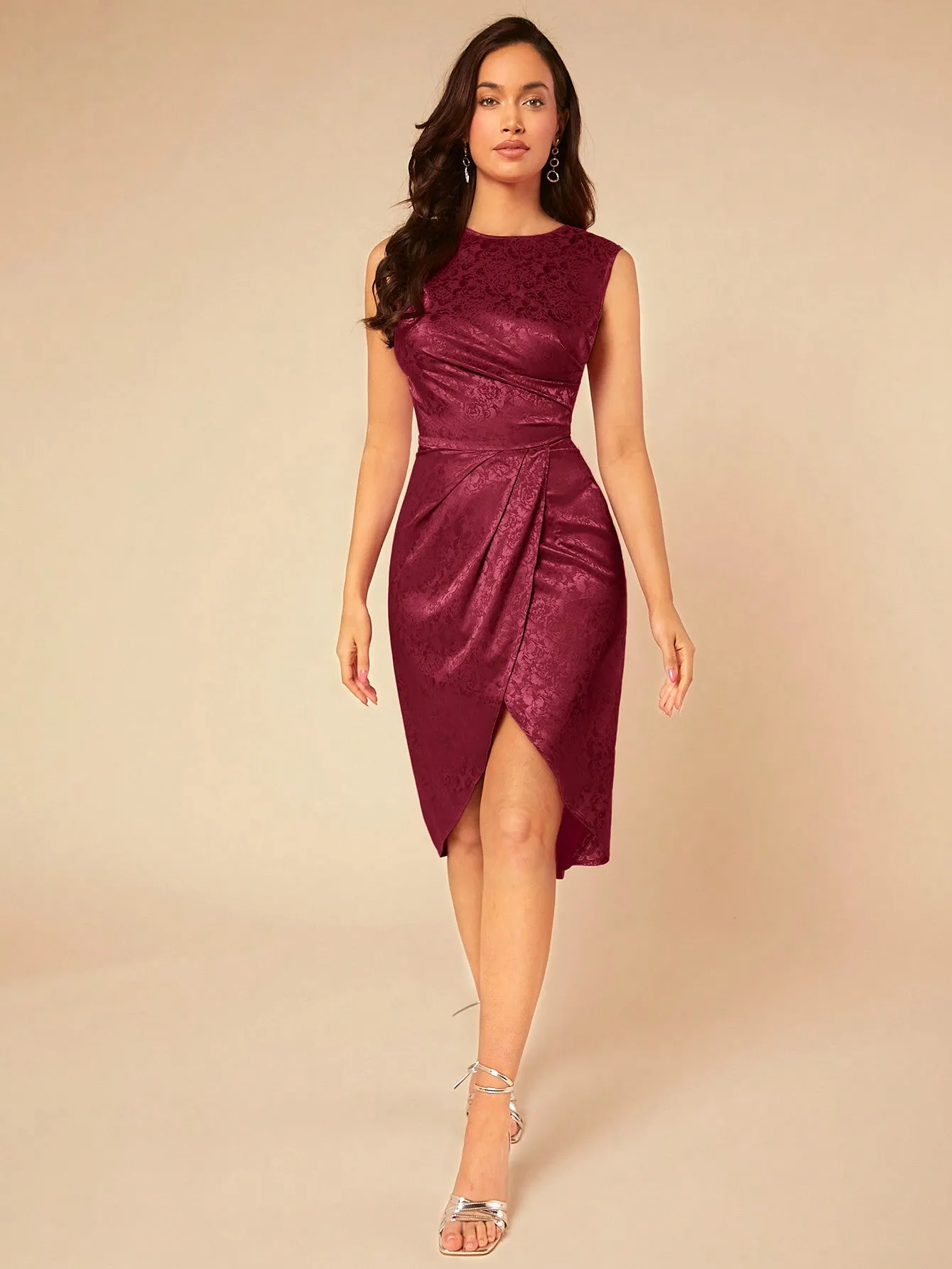 Belle Jacquard Wrap Hem Dress