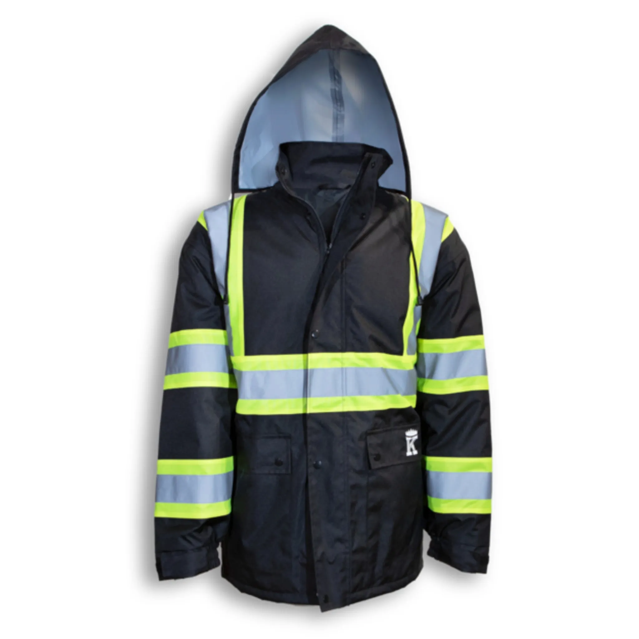 Big K Hi-Vis CSA 300D Polyester Waterproof Safety Jacket | Quilted Lining | Zipper Sides | CSA Approved | Durable & Warm | High Visibility