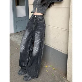 Black High Waist Vintage Wide Leg Jean Pants