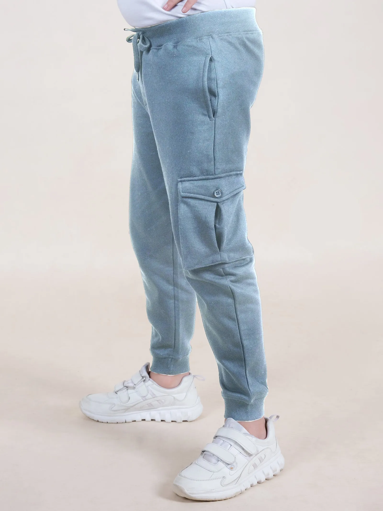 Boys Solid Fleece Cargo Track Pant