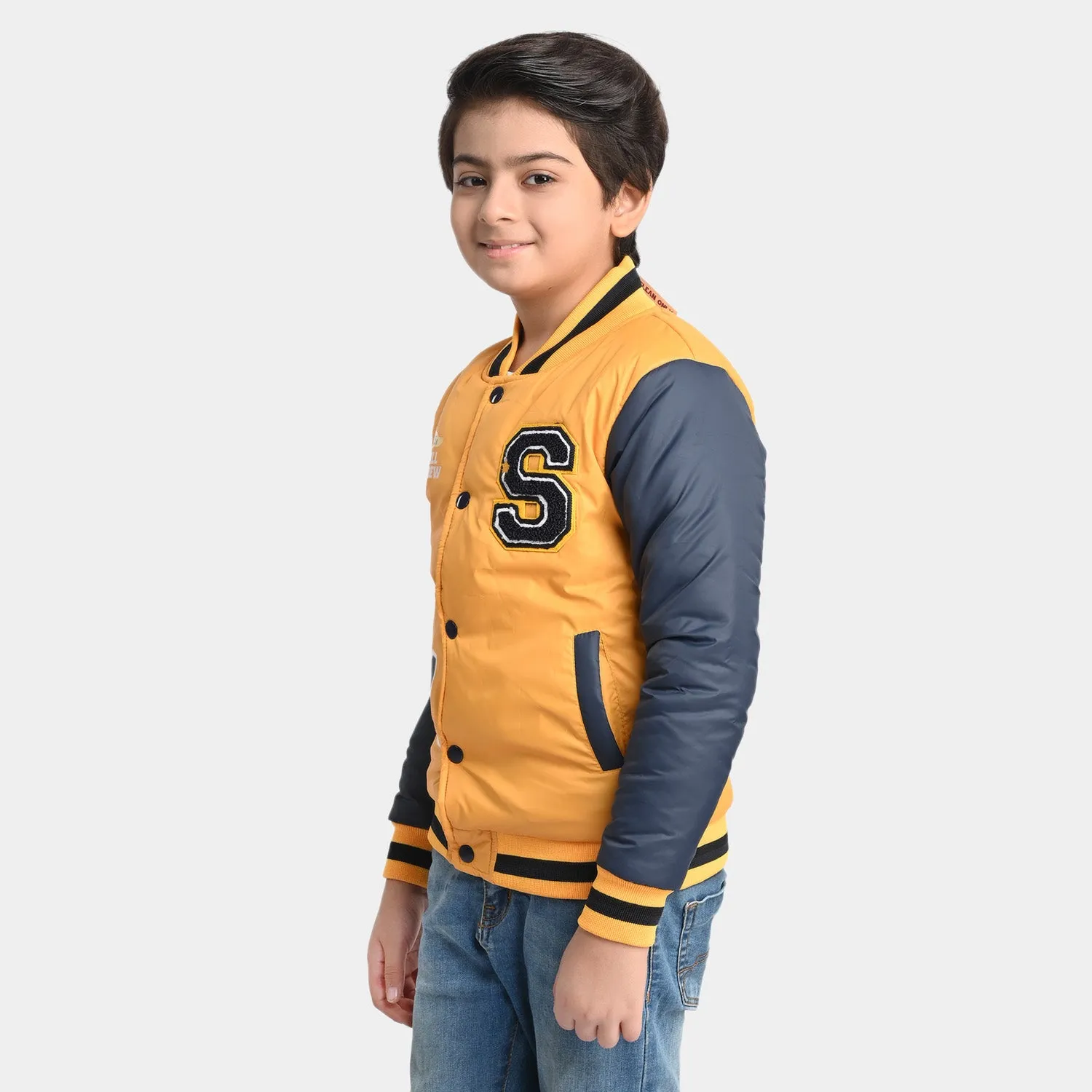 Boys Taffeta Quilted Jacket Base Bell Crew- Yellow