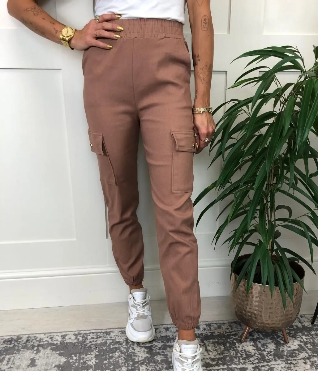 Brown Cuffed Cargo Trousers