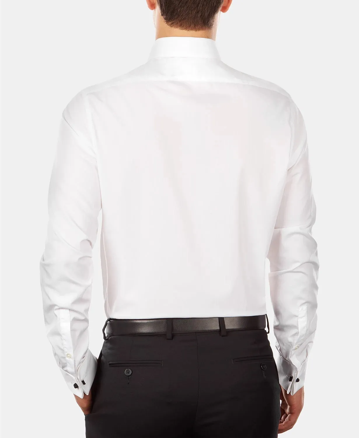 Calvin Klein Men's Slim-Fit Bow-Tie Dress Shirt, White, 17 1/2 34/35