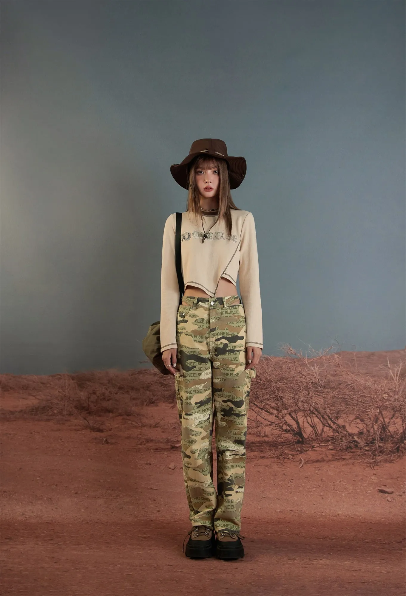 Camouflage High Waist Straight Pants