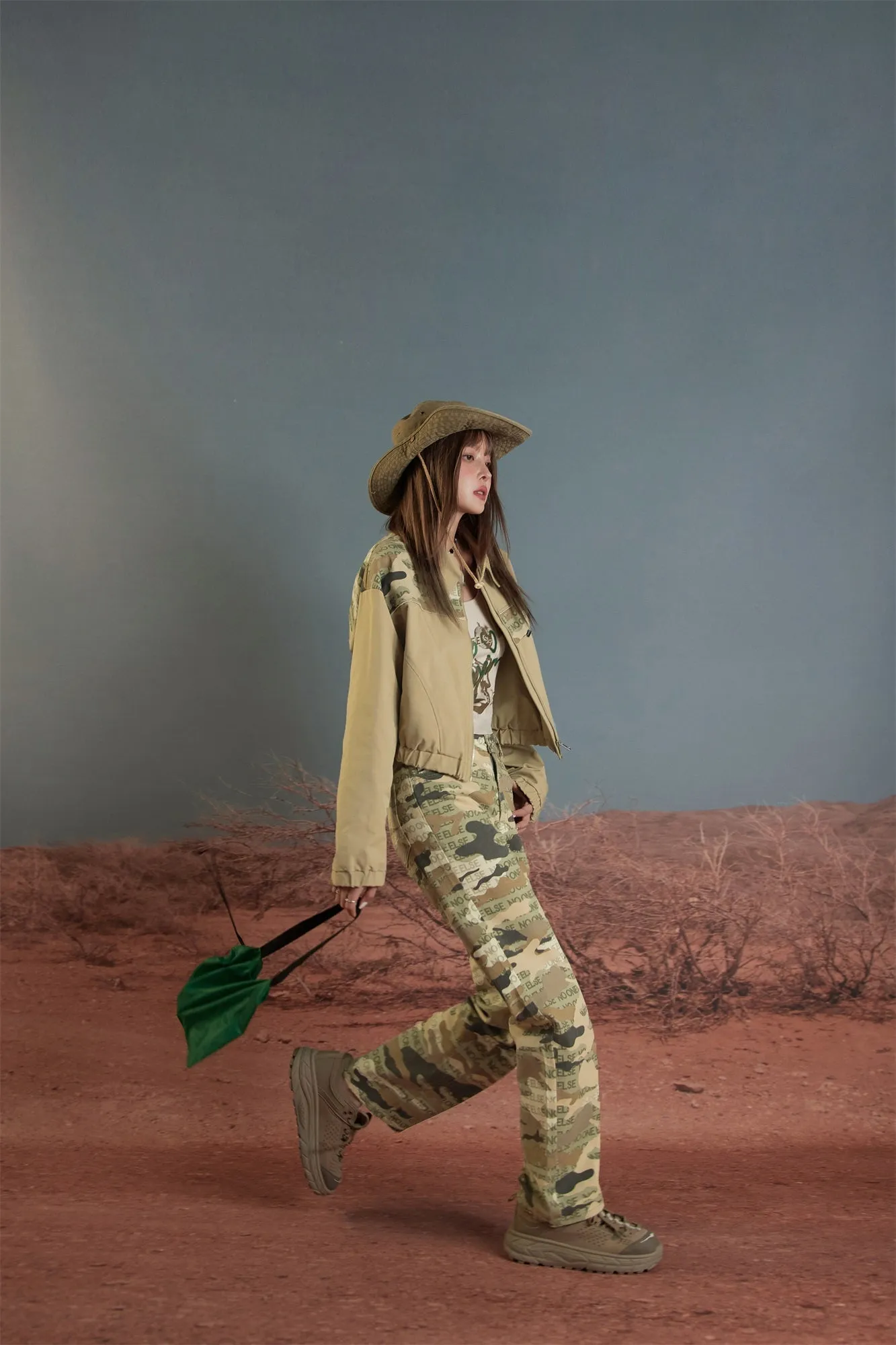 Camouflage High Waist Straight Pants