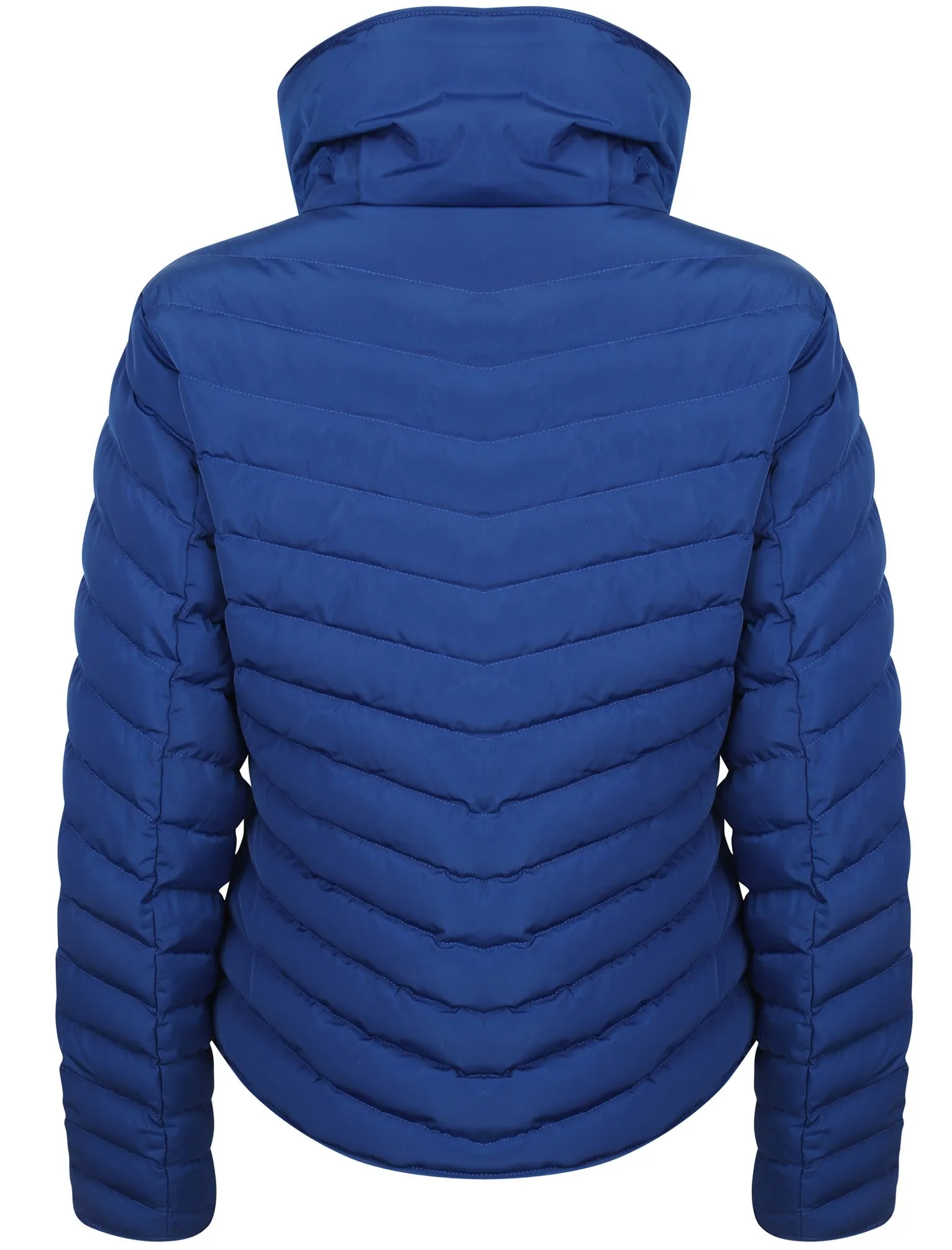 Cardamon Funnel Neck Chevron Quilted Jacket in Mazarine Blue - Tokyo Laundry