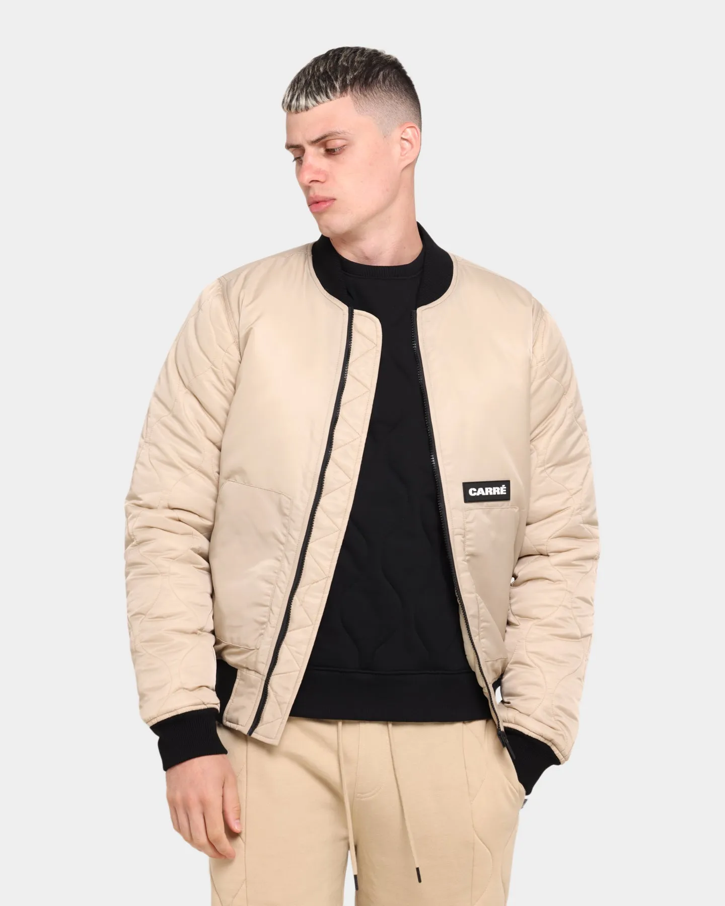 Carré Motor Quilted Bomber Jacket Stone