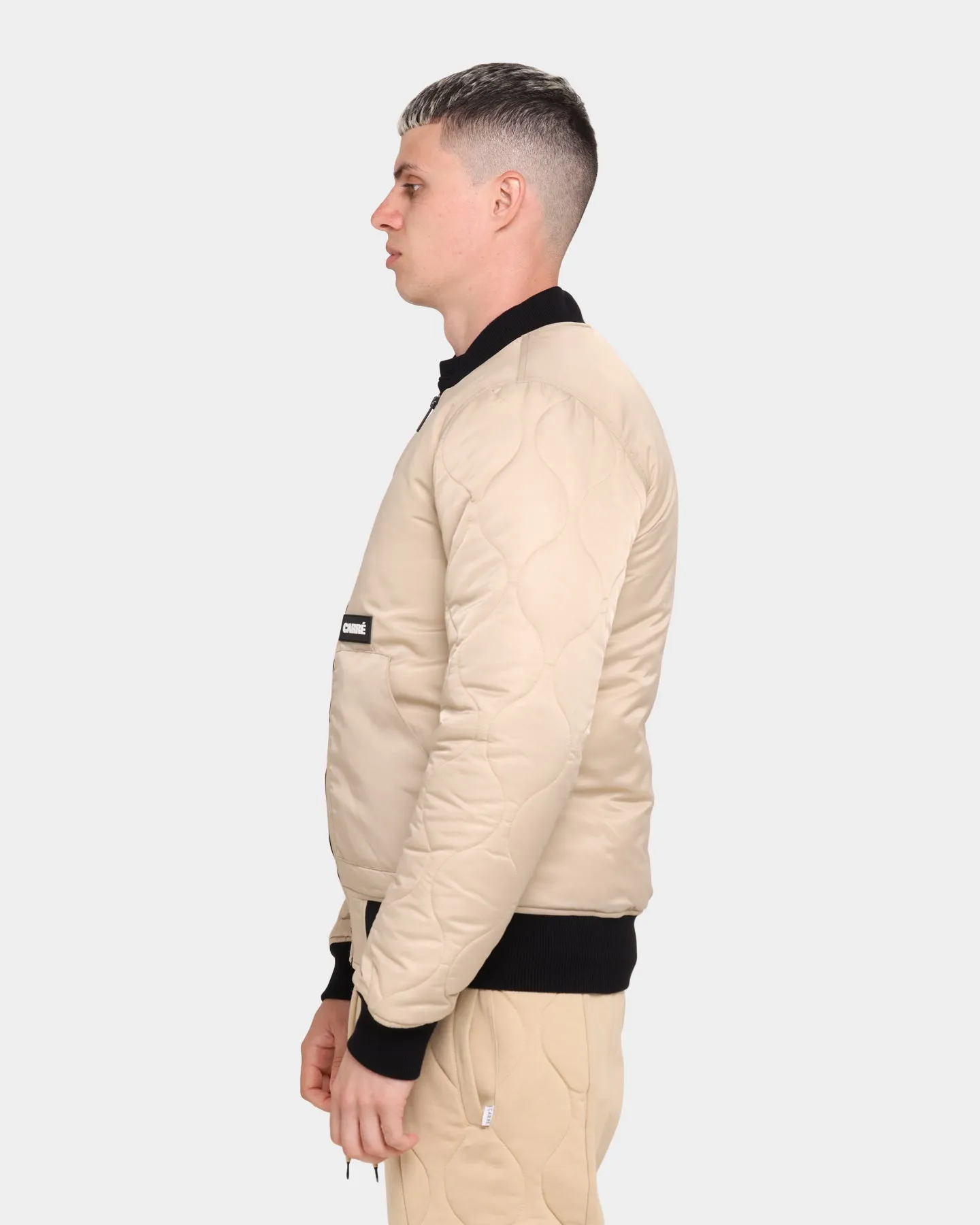 Carré Motor Quilted Bomber Jacket Stone