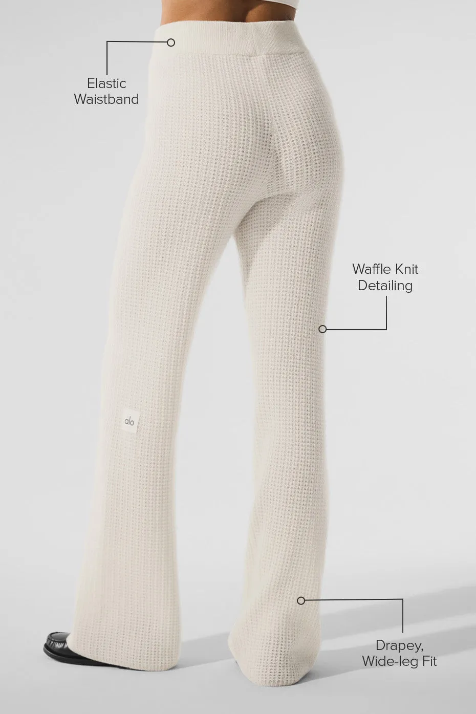 Cashmere High-Waist Plush Waffle Pant - Ivory