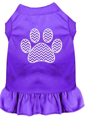 Chevron Paw Screen Print Dress Purple Lg (14)