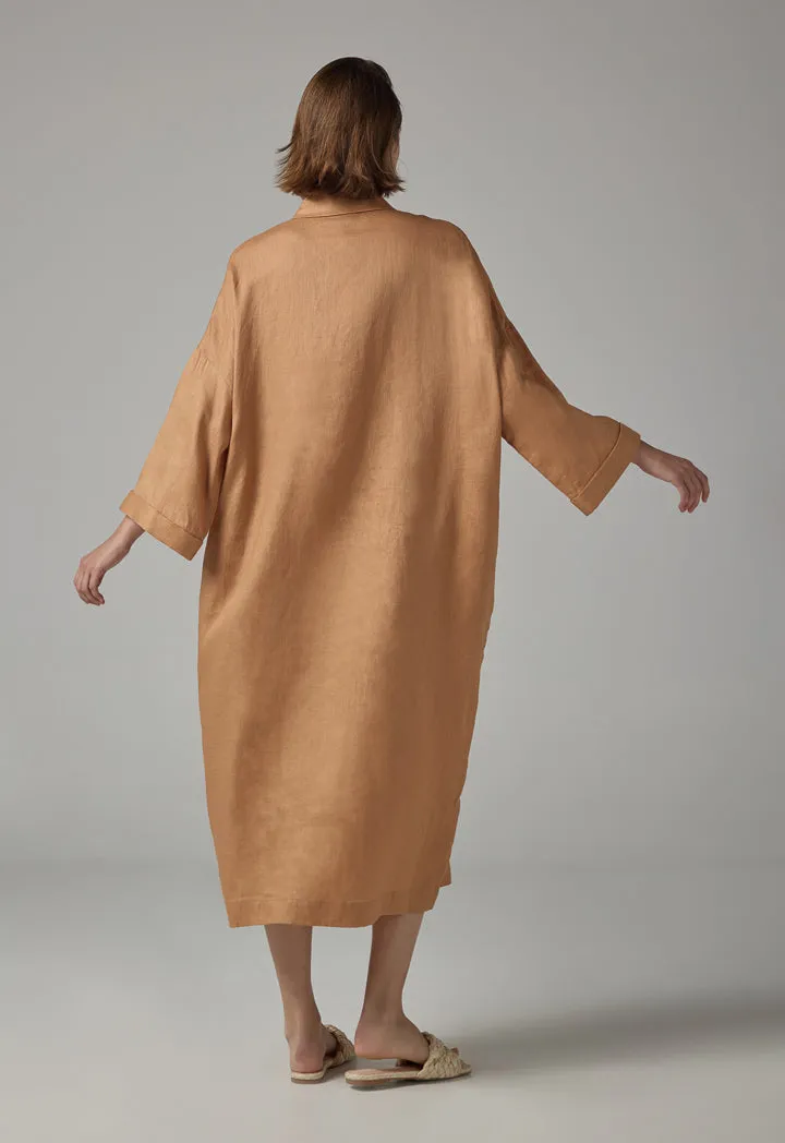 Choice Drop Shoulder Basic Shirt Dress  Caramel