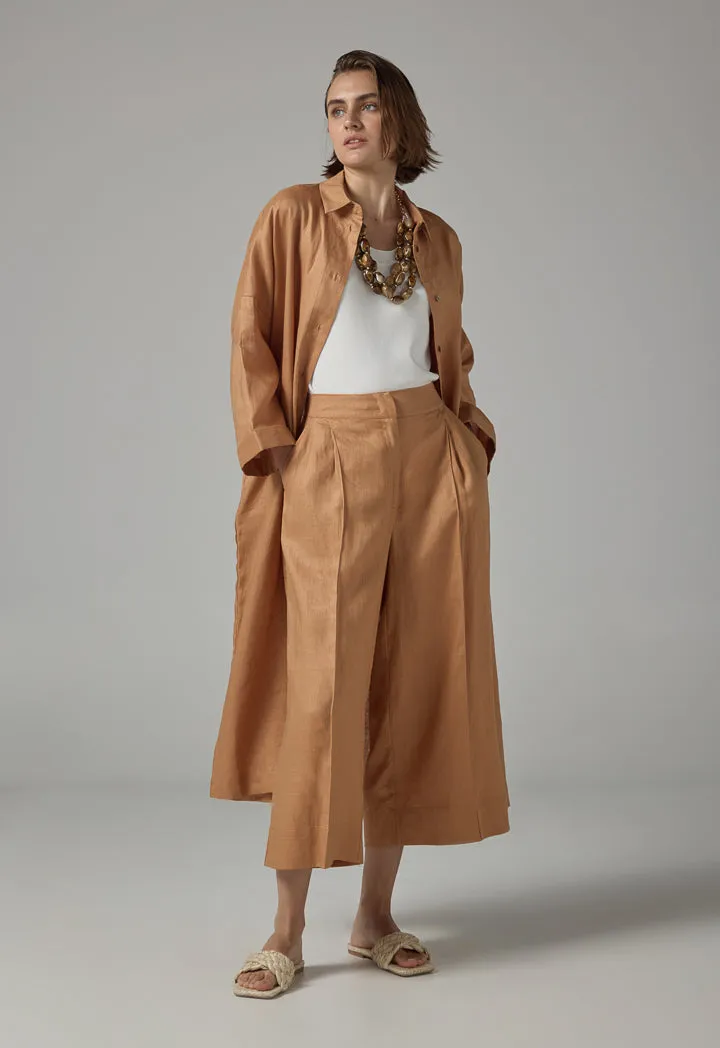 Choice Drop Shoulder Basic Shirt Dress  Caramel