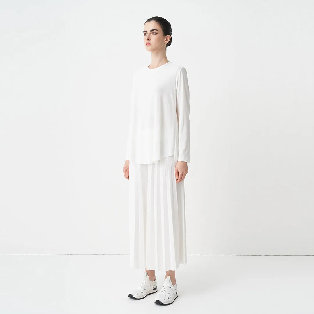 Choice Wide Leg Pleated Trousers Off White