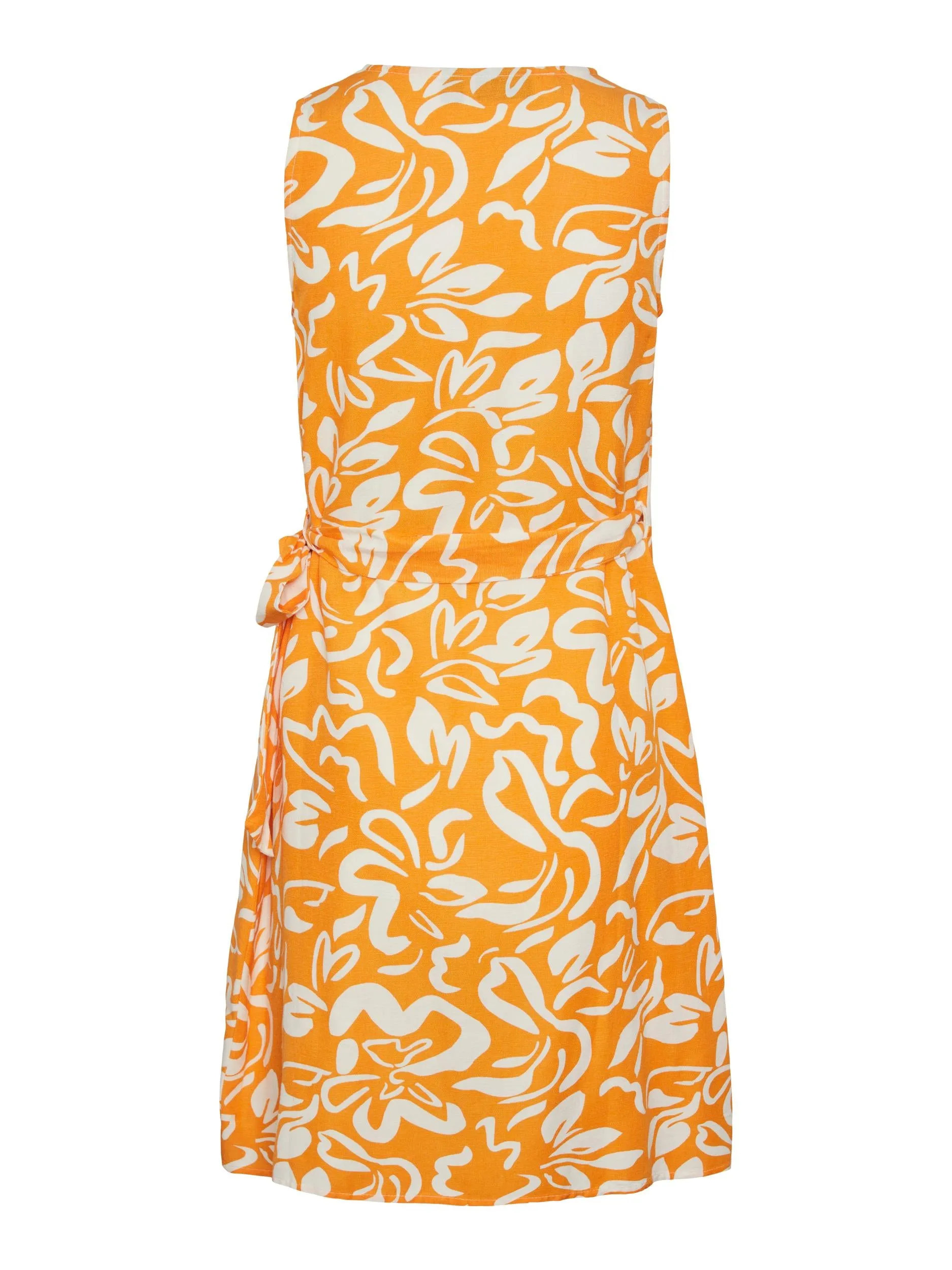 CLARISA WRAP LINEN DRESS (FLAME ORANGE/CREAM)