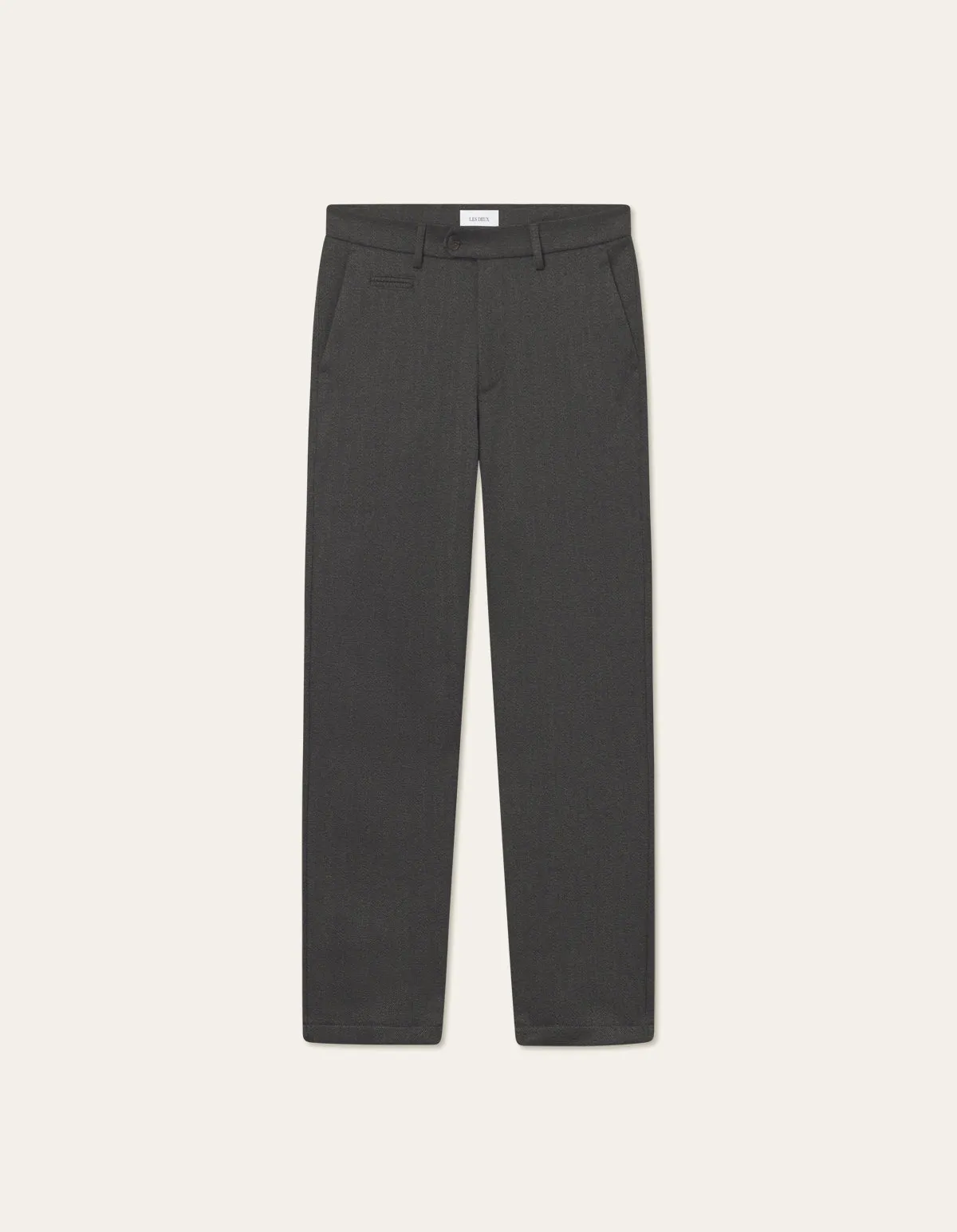 Como Herringbone Suit Pants in Black/Olive Night