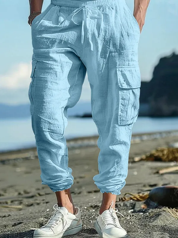 Cotton Joggers for Men Lightweight Beach Pants