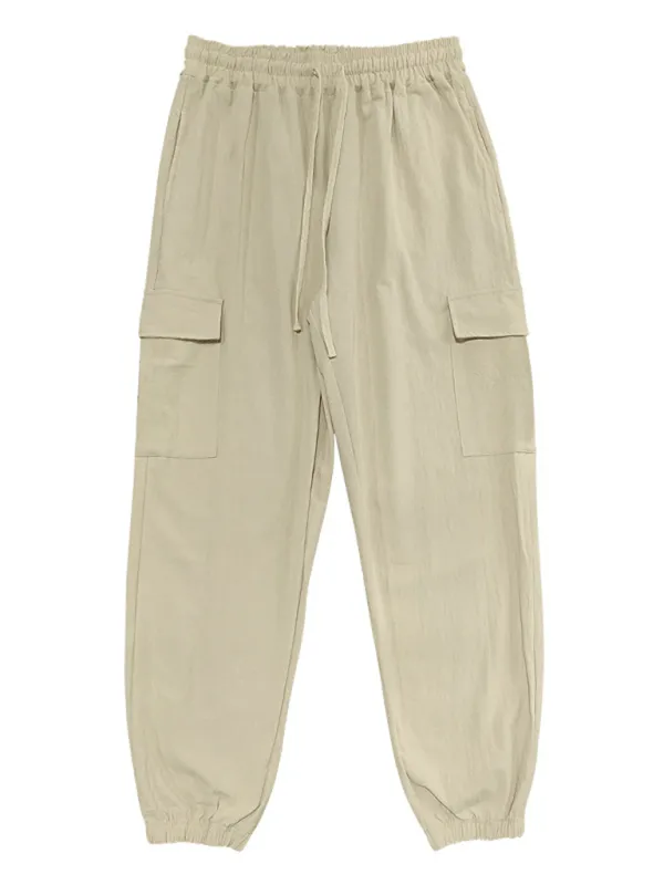 Cotton Joggers for Men Lightweight Beach Pants