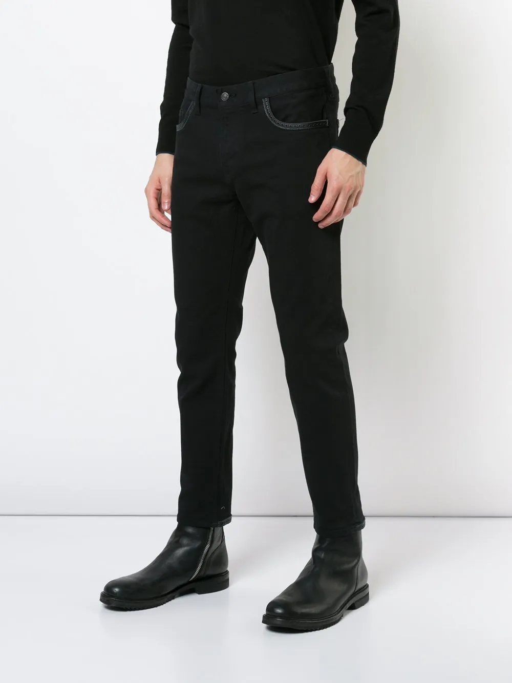 Cowhide Trim Slim Fit Pants