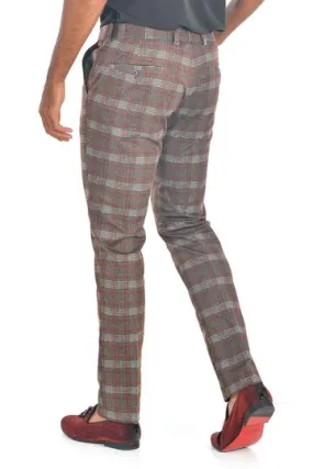 CP88 I BARABAS PLAID PANTS SLIM FIT I RED-COFFEE