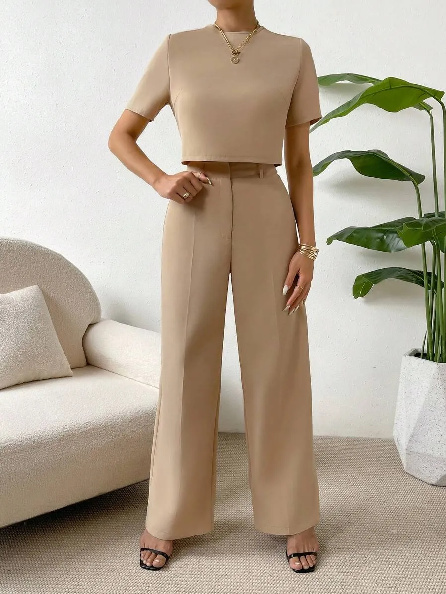 Demi Crop Blouse & Wide Leg Pants