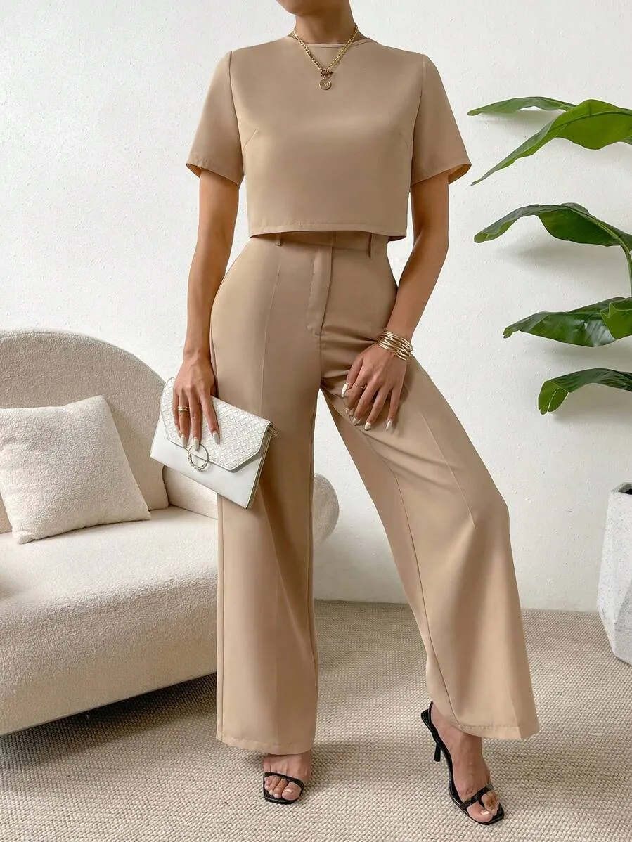 Demi Crop Blouse & Wide Leg Pants