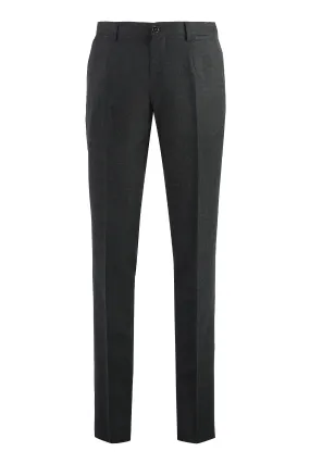 DOLCE & GABBANA Stretch Wool Trousers for Men in Grey - FW23