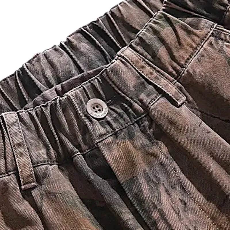 Elastic waist cargo pants in camouflage print