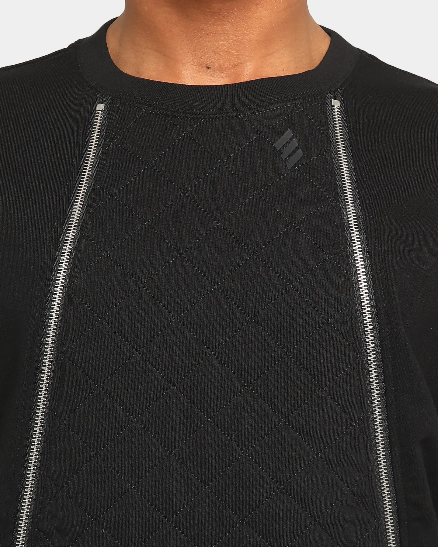 Elevn Clothing Co. Quilted Zip Up Long Sleeve Crew Black