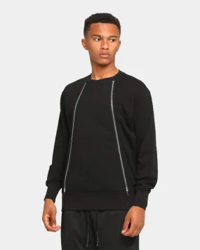 Elevn Clothing Co. Quilted Zip Up Long Sleeve Crew Black