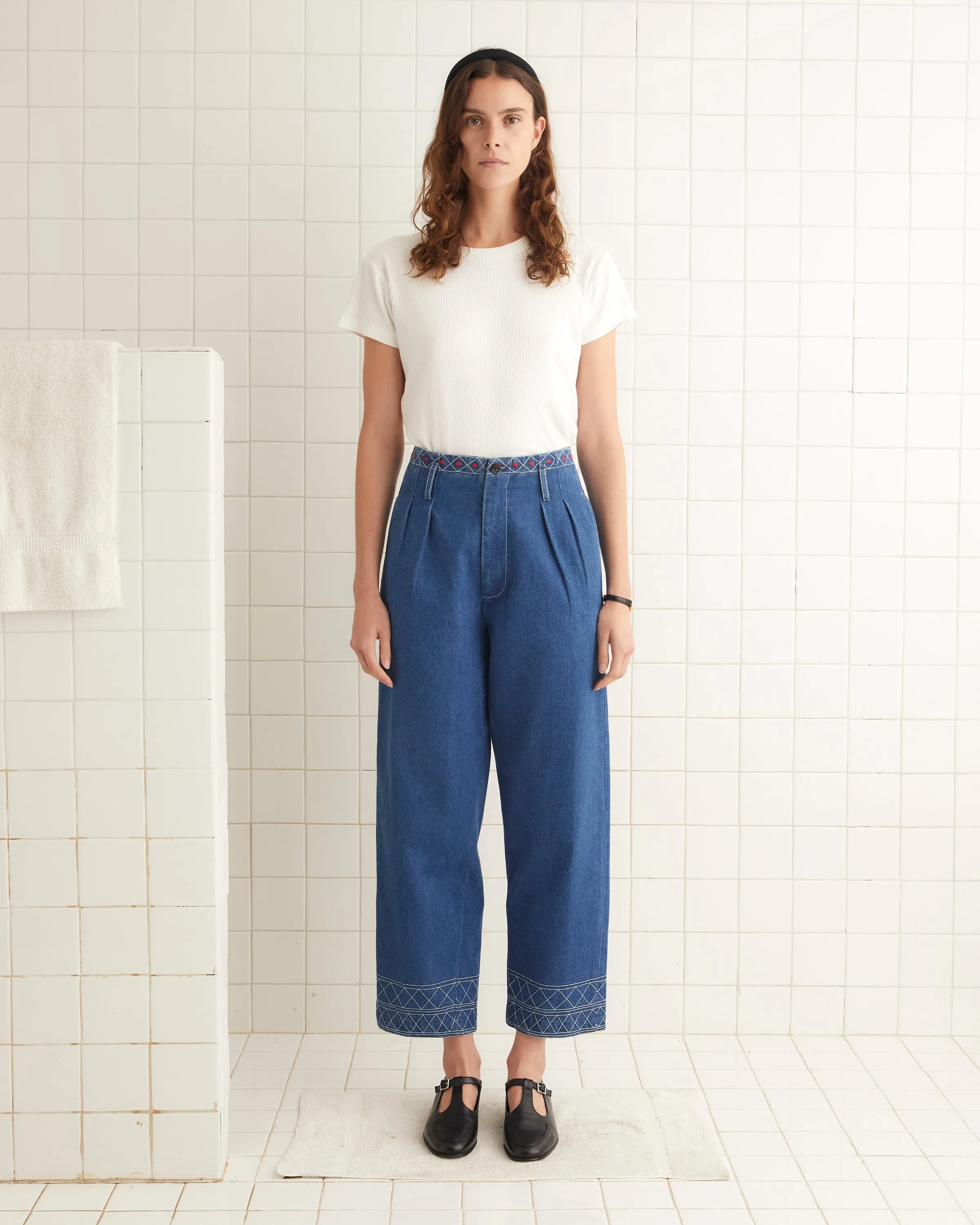 Embroidered Denim Murray Trousers