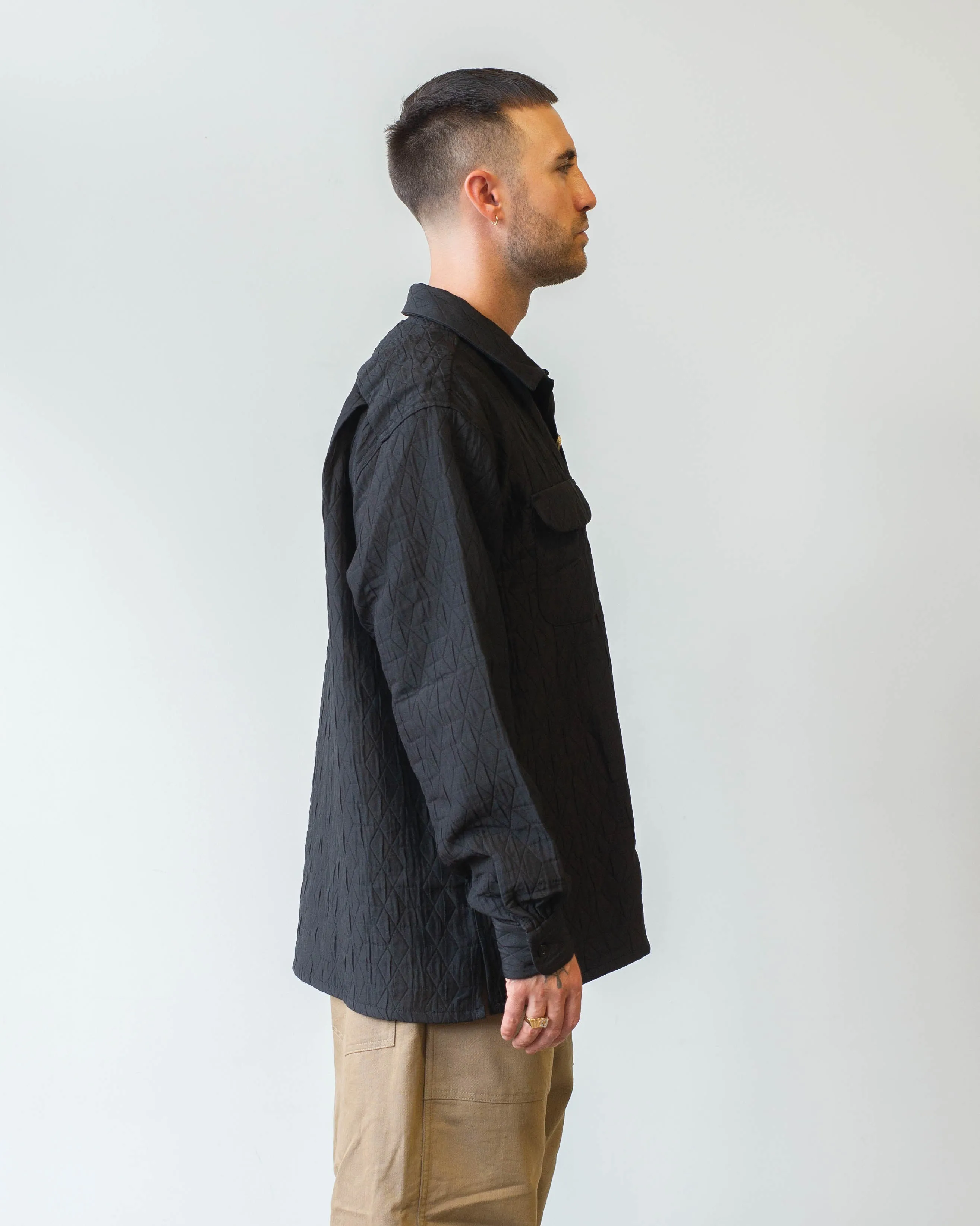 Engineered Garments Classic Shirt Black Polyester Geo Quilt